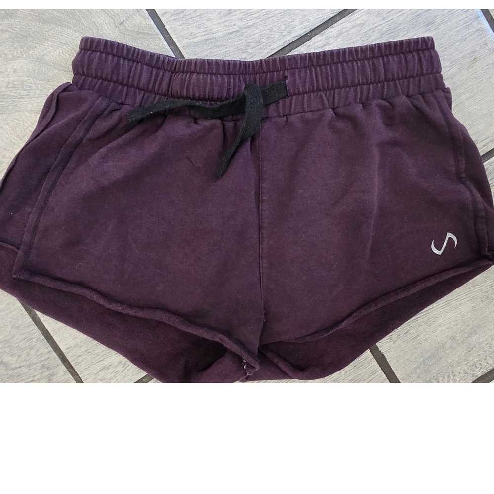 TLF Apparel Womens Plum Purple Athletic Gym Training Shorts XS Drawstring Logo
